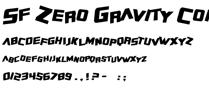 SF Zero Gravity Condensed Bold Italic font